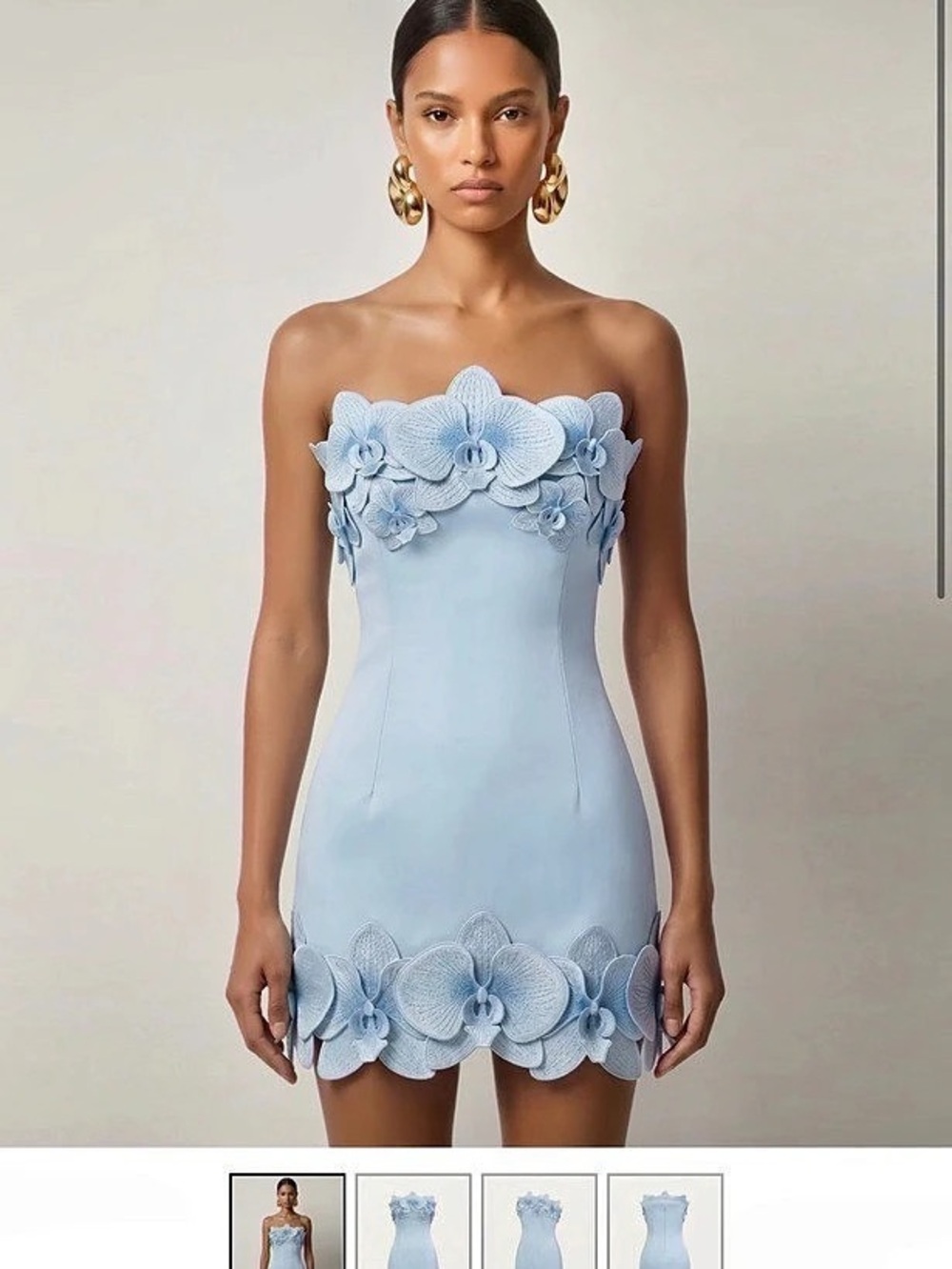 JW PEI Orchid Trim Strapless Mini Dress - Blue